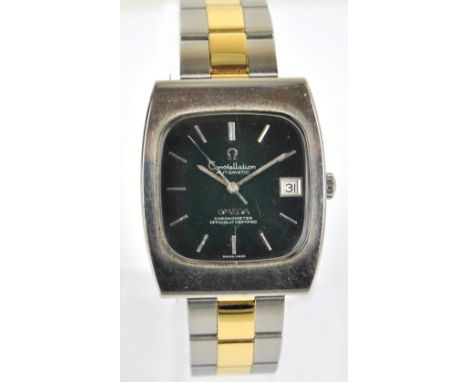 OMEGA; a 1970s gentleman's Constellation Automatic Chronometer, the rounded square dial set with baton numerals and with date