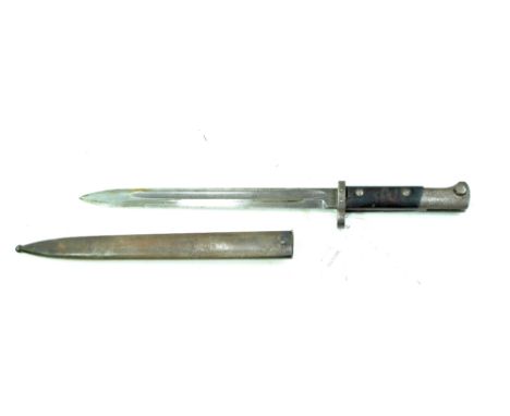 A Czechoslovakian bayonet, the fullered blade stamped 'Z' within circle to base with wooden grip, blade length 29.6cm, in met