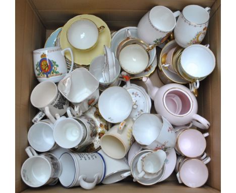 A mixed group of ceramics including Tuscan China floral decorated part tea set, further teacups and saucers, commemorative wa