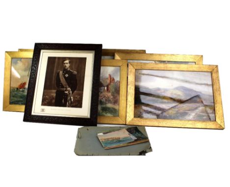 RC RISELEY (20th Century); six watercolours depicting rural and boating scenes, all signed, each approx 34 x 52cm, and a smal