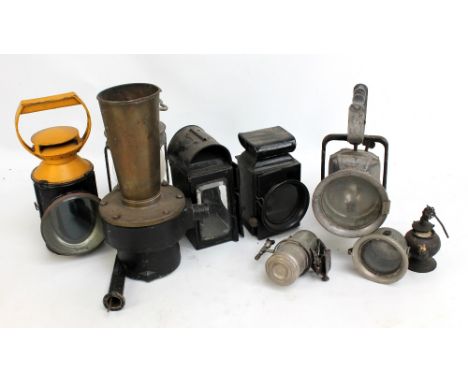 A small collection of various carriage lamps to include 'The Premier Lamp' by Engineering Co Ltd of Leeds and a BR(M) example