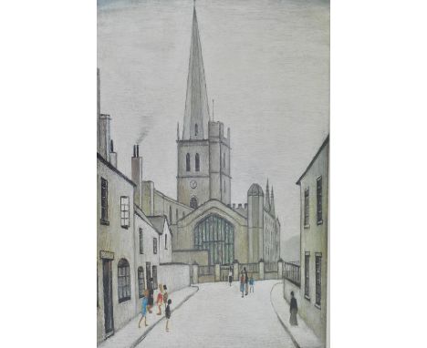 LAURENCE STEPHEN LOWRY RBA RA (1887-1976); signed limited edition colour print, 'Burford Church', signed lower right and numb