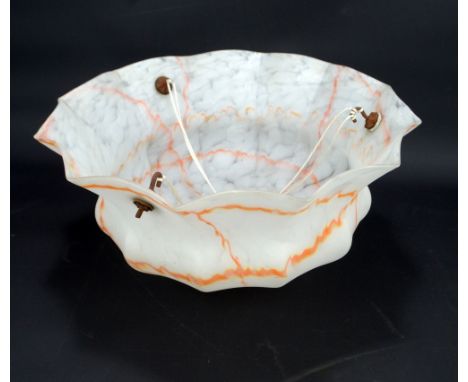 A 1930s/40s opaque and orange glass flared pendant light shade, diameter 38cm.