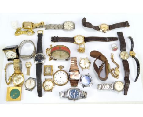 A mixed lot of lady's and gentleman's wristwatches including an early 20th century 'Elegant' square manual wind example, also