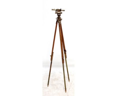A WWI period brass rangefinder 'Director no.3 MKI' by W. Ottway & Co Ltd no.593 and dated 1914, on an oak brass mounted tripo