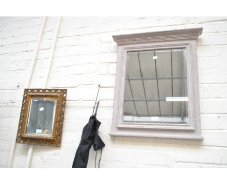 A tile top plant stand, a wall sconce and two mirrors (4).