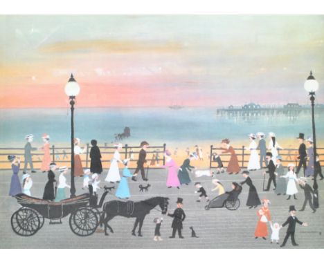 HELEN BRADLEY (1900-1979); a signed limited edition colour print, 'Evening on the Promenade', 45 x 60cm, and a further exampl