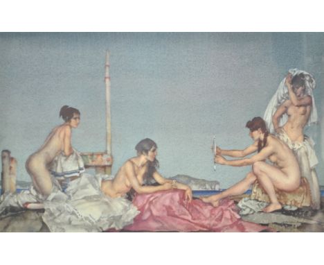 WILLIAM RUSSELL FLINT RA (1880-1969); signed limited edition colour print, 'The Silver Mirror' with Fine Art Trade Guild blin