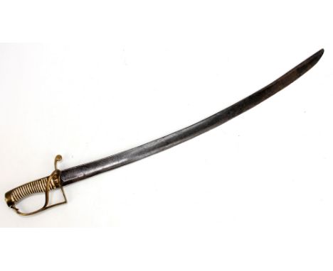 A late 18th/early 19th century naval officer's sabre, the guard stamped 'FT' for Frances Thurkle and with wirework ivory grip