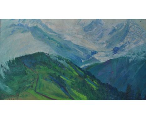 M LEROUILLE; oil on canvas, mountainous landscape, signed and dated 1939, 33 x 54cm, framed.