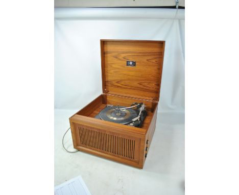 A teak cased record player.