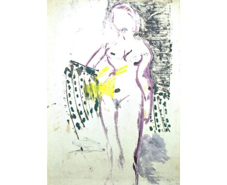 ALAN LOWNDES (1921-1978); a signed coloured print, female nude, 74.5 x 53cm, framed and glazed. (D)   CONDITION REPORT:  This