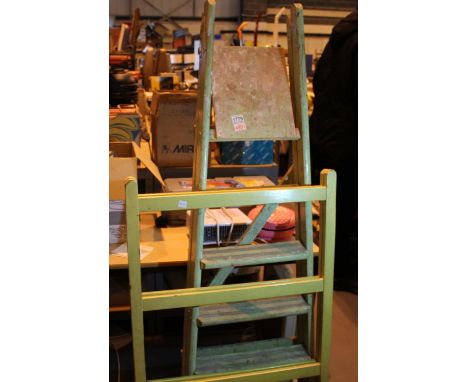 Set of decorators wooden step ladders and a wooden clothes horse. Not available for in-house P&amp;P, contact Paul O'Hea at M