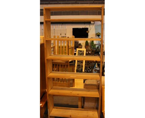 Large seven shelf pine bookcase, 210 x 82 cm. Not available for in-house P&amp;P, contact Paul O'Hea at Mailboxes on 01925 65