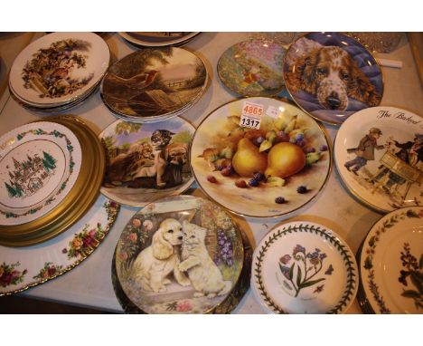 Large collection of decorative cabinet plates including Royal Albert and an Old Country Roses ceramic serving plate. Not avai