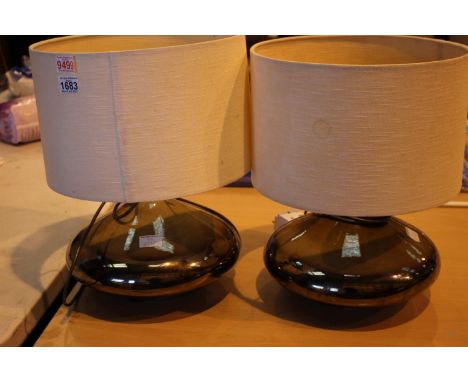 Pair of modern table lamps with shades. Not available for in-house P&P, contact Paul O'Hea at Mailboxes on 01925 659133Condit