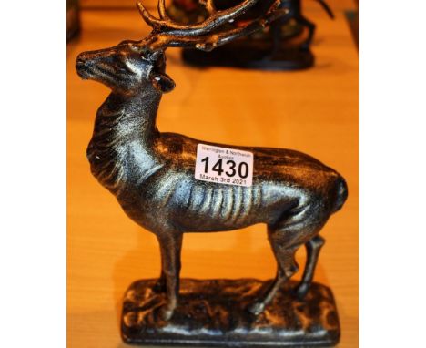 Cast iron Deer Stag on base, H: 30 cm. P&amp;P Group 3 (£25+VAT for the first lot and £5+VAT for subsequent lots) 