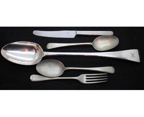 Knife, fork and spoons, military stamped 1937, 1939, 1940. P&amp;P Group 1 (£14+VAT for the first lot and £1+VAT for subseque