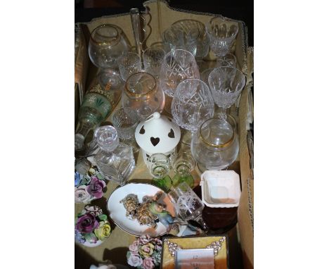 Box of mixed ceramic and glassware including Willow Tree and Wade examples. Not available for in-house P&amp;P, contact Paul 