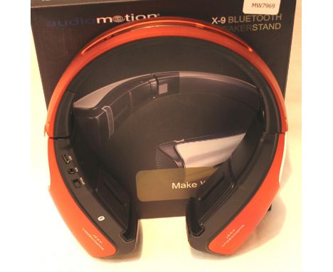 New Red Audiomotion X-9 Bluetooth speaker stand for iPad / Tablet / phone; boxed; working at time of lotting. P&amp;P Group 1