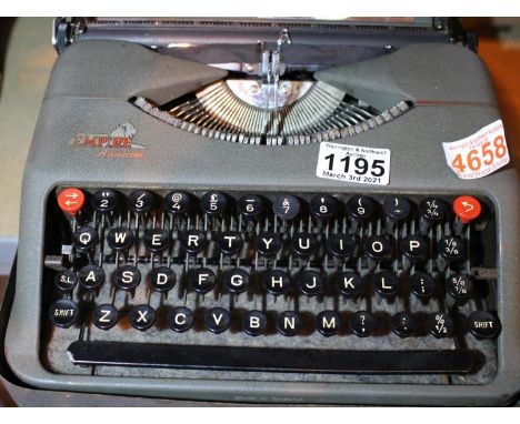 Vintage Empire Aristocrat typewriter with metal casing. Not available for in-house P&amp;P, contact Paul O'Hea at Mailboxes o