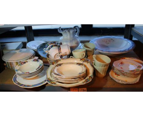 Shelf of mixed ceramics including Wedgwood, Meakin etc. Not available for in-house P&amp;P, contact Paul O'Hea at Mailboxes o