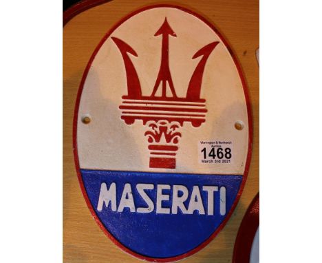 Cast iron Maserati, D: 29 cm. P&amp;P Group 2 (£18+VAT for the first lot and £3+VAT for subsequent lots) 