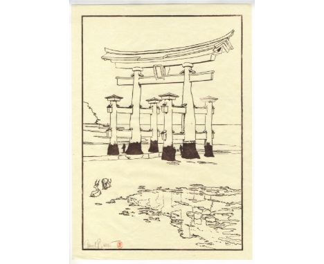 Artist: Paul Binnie (1967 - )Title: Torii Gate at Miyajima (keyblock print)Published: by the artistDate: 2003Size: 41 x 28.9 