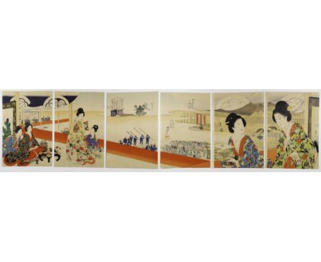 Artist: Chikanobu Yoshu (1838â€“1912)Title: Ladies Enjoying the TheatreSeries title: High-ranking Ladies of the Tokugawa EraP