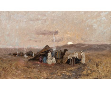 ALFRED VON WIERUSZ-KOWALSKI (1849-1915)  A BEDOUIN CAMP BY MOONLIGHT  signed l.r. A Wierusz-Kowalski  oil on canvas  35.5 x 5