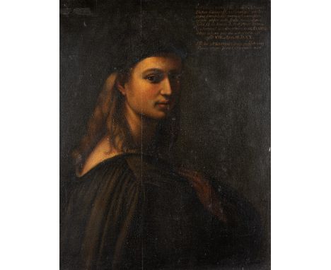 AFTER RAFAELLO SANZIO, CALLED RAPHAEL  PORTRAIT OF BINDO ALTOVITI  inscribed extensively u.r.  oil on panel  62.1 x 53.0 cm. 