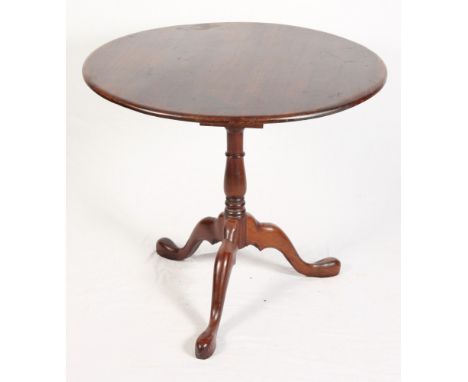A mahogany circular tilt top "birdcage" occasional table, on tripod base, 34" dia (made up)