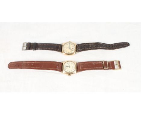A gentleman's Rotary Super Sport vintage wristwatch in 9ct gold case on leather strap and a gentleman's Audax gold cased wris