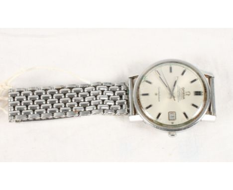An Omega Constellation officially certified chronometer wristwatch in stainless steel case with black baton hour markers