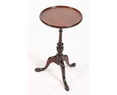 A Georgian design mahogany wine table, on tripod base, and a set of three rectangular occasional tables, on bamboo turned sup