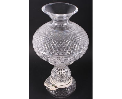 A Waterford crystal table lamp and shade decorated diamond cutting, 19" high