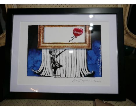 Peter Brookes, after Banksy print, signed in pencil, 20 x 29cm 
