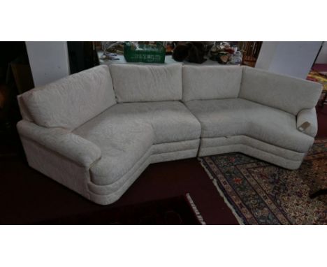 A Weiman Company Sofa in two parts with cream damask upholstery 