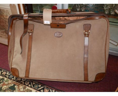A pigskin Bugatti suitcase with strap fastening H.48 L.73cm 
