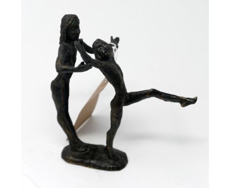 A bronze figure group of two dancers, H.19cm 
