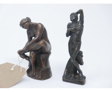 A Classical style bronze figure after Michelangelo and one other, H.14cm 