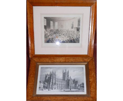 A 19th century maple framed print, The Royal Cock Pit and another similar, H.24 W.29cm 