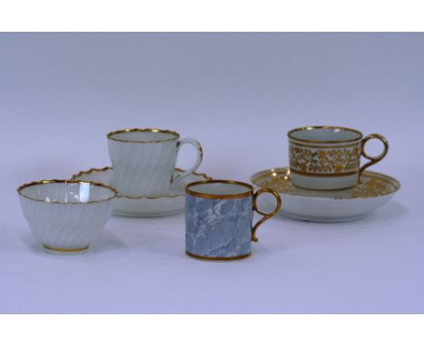 An early 19th Century Worcester Barr, Flight & Barr cup and saucer, having gilt foliate decoration; a Barr, Flight & Barr cof
