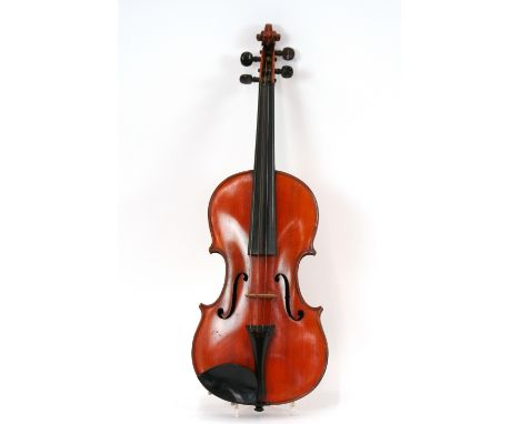 A violin, bearing a label "Hannibal Fagnola Fecit Taurini ano domino 1908", one piece back, complete with bow, in case, 59cm 