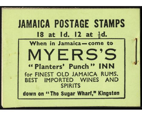 Jamaica. Booklets. 1940 2/- black on green cover (inland rate 1_d for first 2 oz) complete and very fine for this, stapled ri