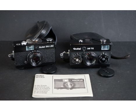 A Rollei 35 TE 35mm Camera together with Rollei 35 LED 35mm camera with manual. 