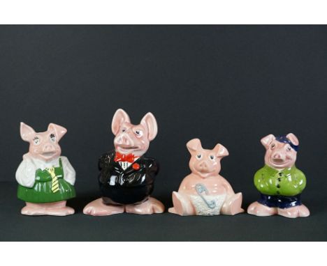 Four Wade NatWest ceramic piggy banks with stoppers, to include cousin Wesley, Sir Nathaniel Westminster the father, Annabel 