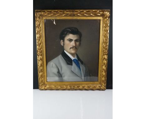 H. Duchhene De Vere - 19th Century pastel portrait of a gentleman, signed and dated 1877 to lower right, pastel measures appr