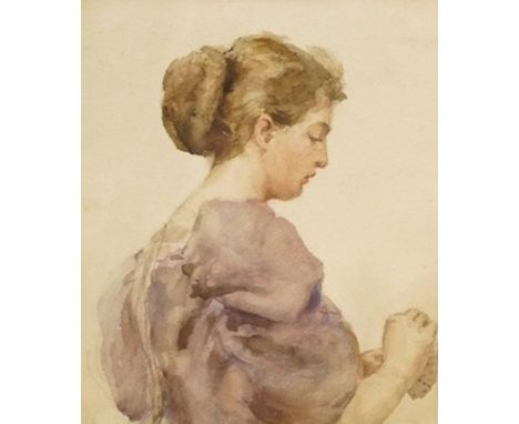 Victorian School, watercolour and a pastel, Portrait of a woman reading and Edith Lister, lady playing cards, largest 47 x 60