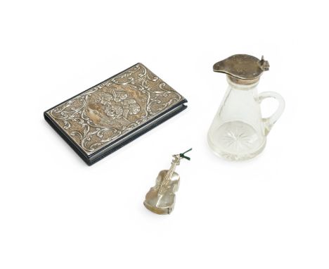 A George V silver mounted glass whisky noggin, by Levi &amp; Salaman, Birmingham, 1911, 10.2cm, together with a modern repous